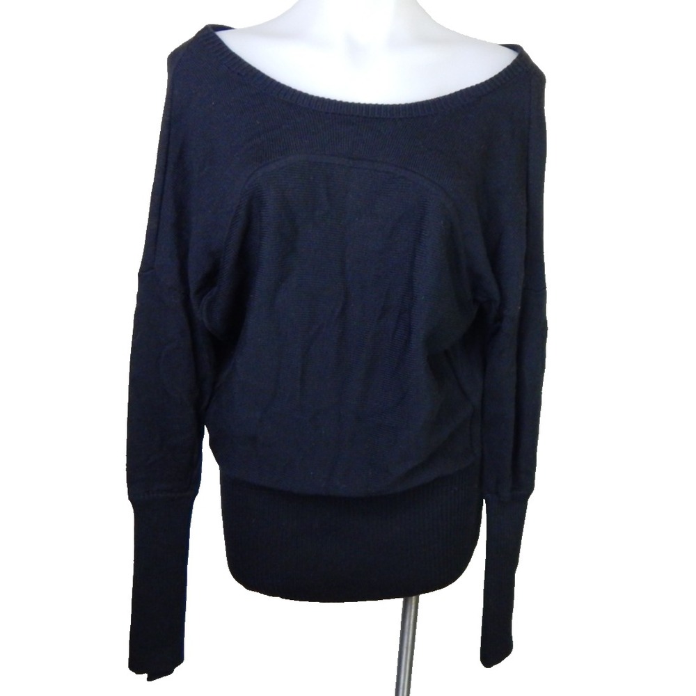 Lululemon Sweater Sattva Merino Wool Relaxed Boatneck Thumbholes Black